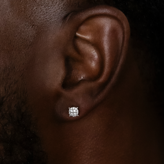 Boucles d’Oreilles 8Shine – Pavé Round 5mm en Or Blanc