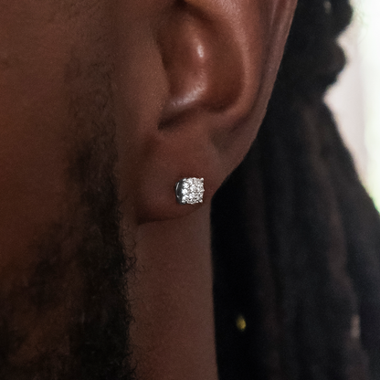Boucles d’Oreilles 8Shine – Pavé Round 5mm en Or Blanc
