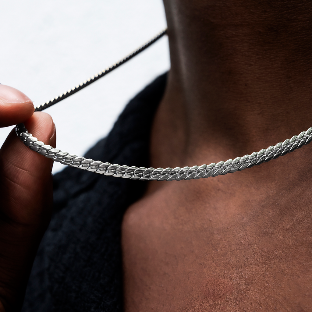 Chaîne 8Shine South Beach Cuban™ Or blanc - 5 mm