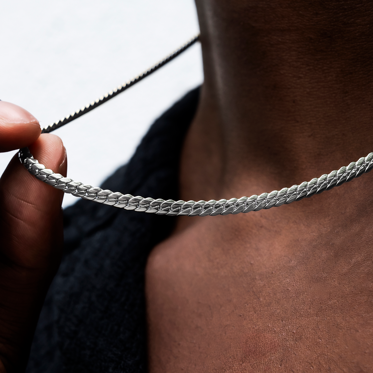 Chaîne 8Shine South Beach Cuban™ Or blanc - 5 mm