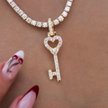Pendentif 8Shine — Clé Cœur à Diamants en Or Jaune