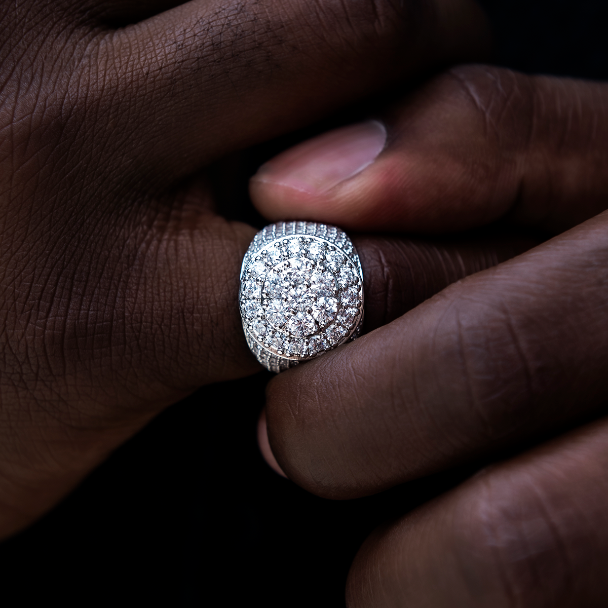 Bague 8Shine – Diamond Cluster en Or Blanc Vermeil