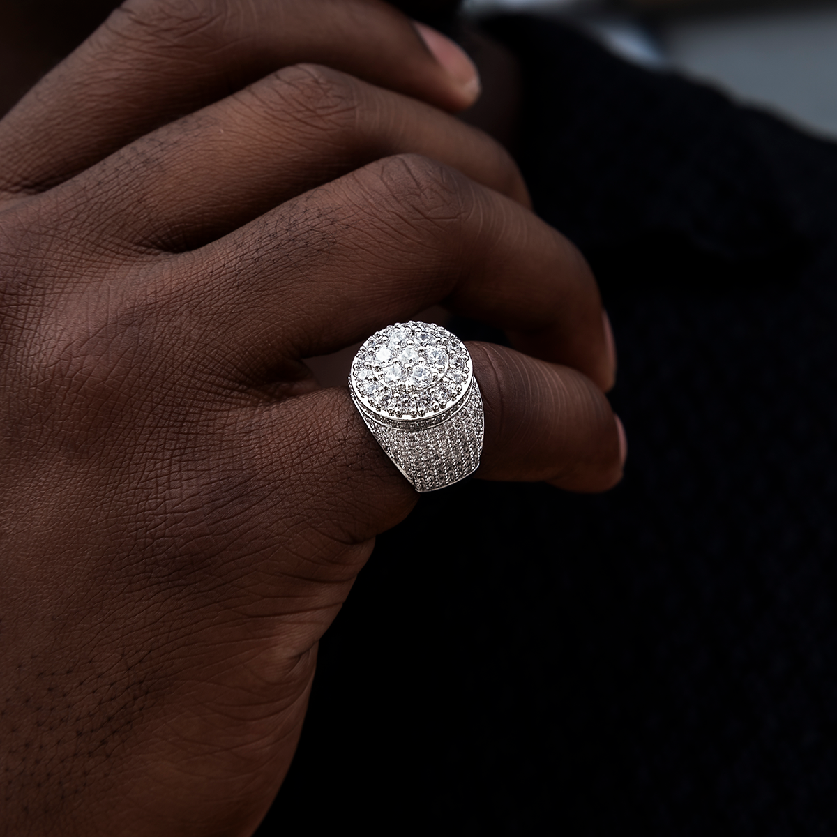 Bague 8Shine – Diamond Cluster en Or Blanc Vermeil