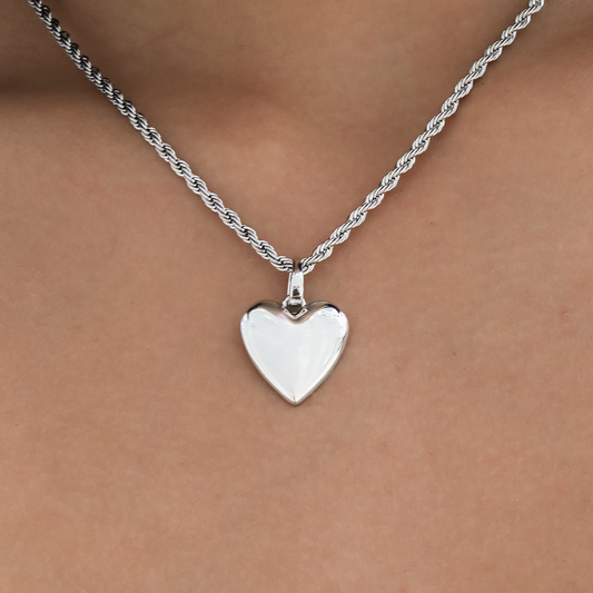 Pendentif 8Shine — Cœur Micro Simple en Or Blanc