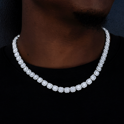 Chaîne Tennis Clustered 8Shine en Or Blanc – 8,5 mm