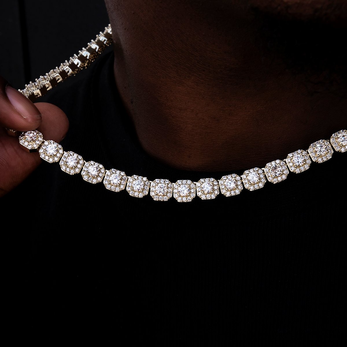 Chaîne 8Shine Clustered Tennis Or jaune - 8,5 mm