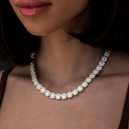 Collier 8Shine — Chaîne Cluster Tennis en Or Jaune 8.5mm