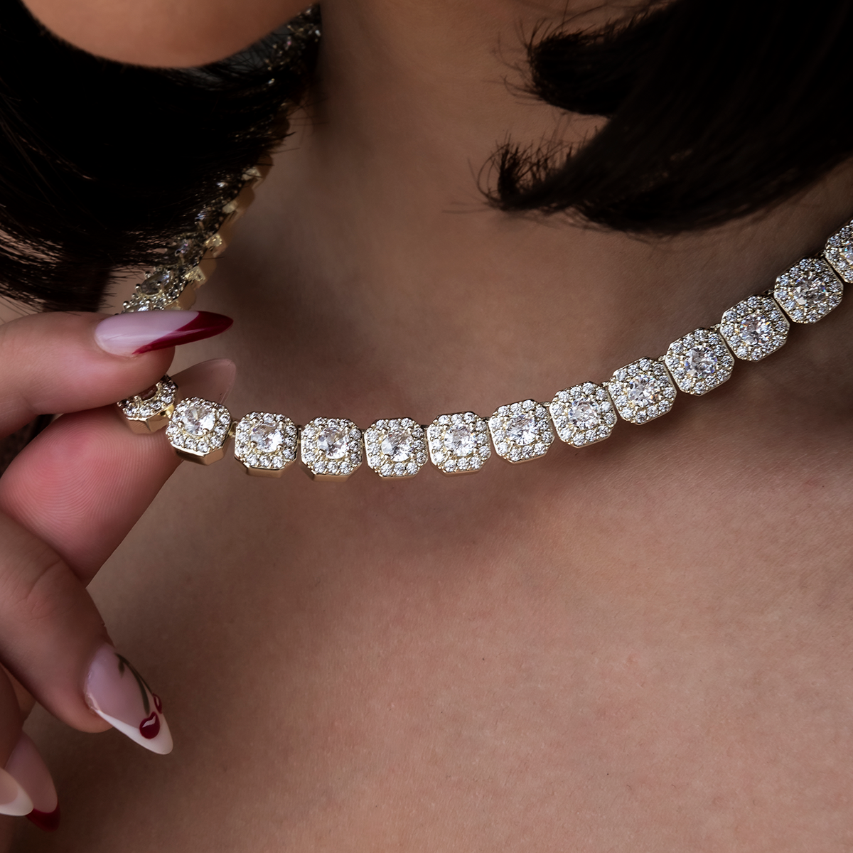 Collier 8Shine — Chaîne Cluster Tennis en Or 8.5mm