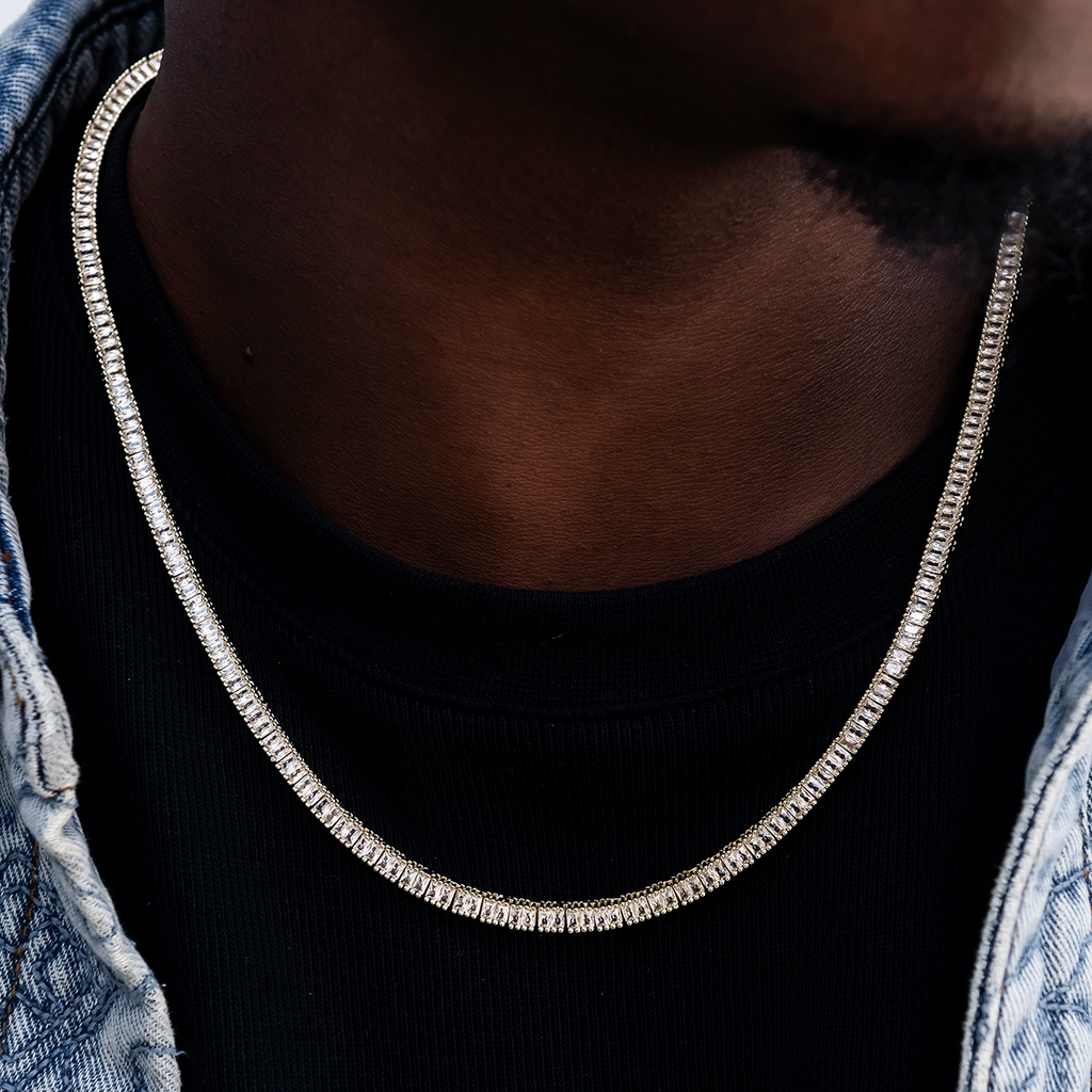 Chaîne Tennis Diamond Baguette 8Shine en Or Jaune – 3 mm