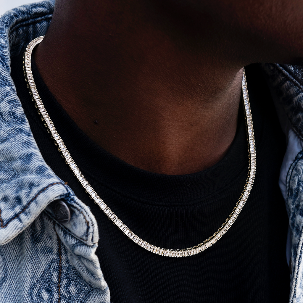 Chaîne Tennis Diamond Baguette 8Shine en Or Jaune – 3 mm