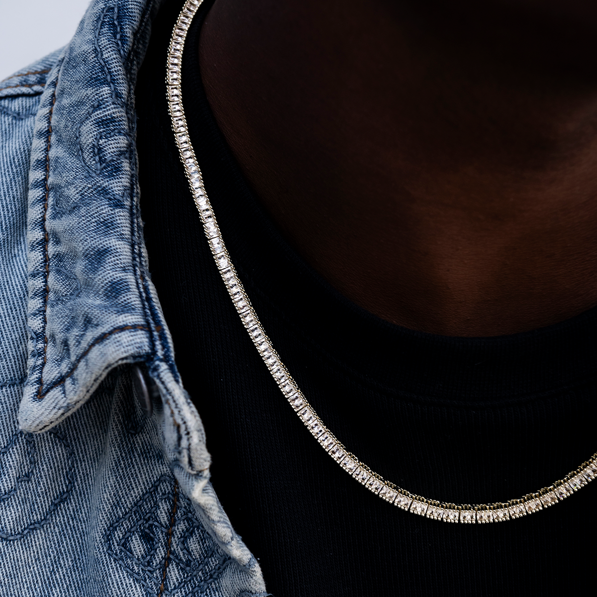 Chaîne Tennis Diamond Baguette 8Shine en Or Jaune – 3 mm