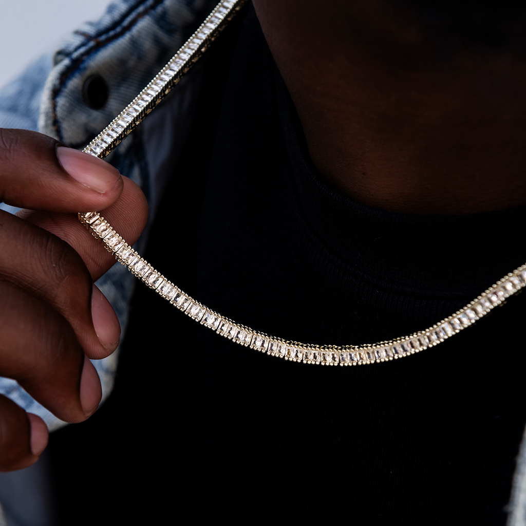 Chaîne Tennis Diamond Baguette 8Shine en Or Jaune – 3 mm