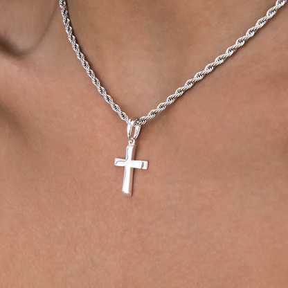 Pendentif 8Shine — Croix Micro Simple en Or Blanc