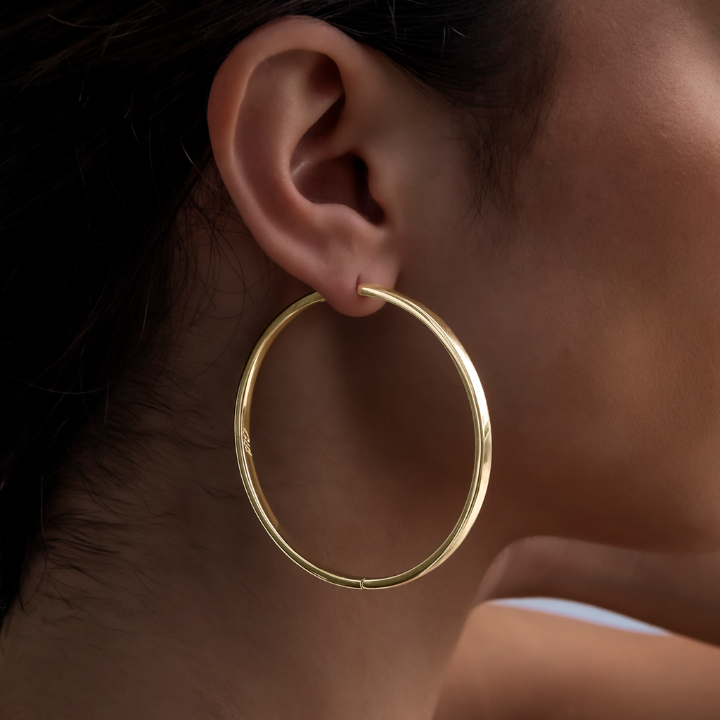 Boucles d’oreilles 8Shine — Polished Round Hoop en Or Jaune