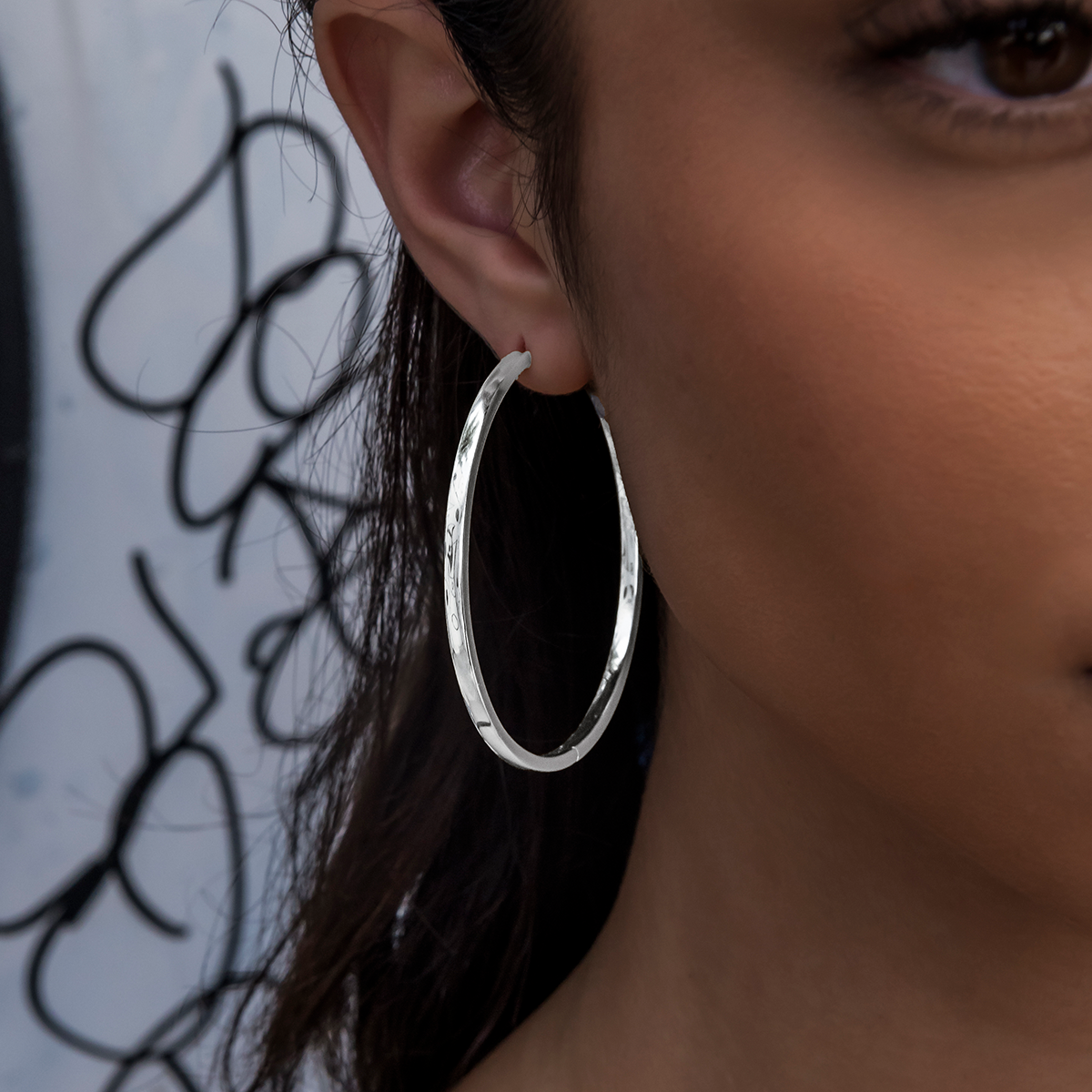 Boucles d’oreilles 8Shine — Polished Round Hoop en Or Blanc