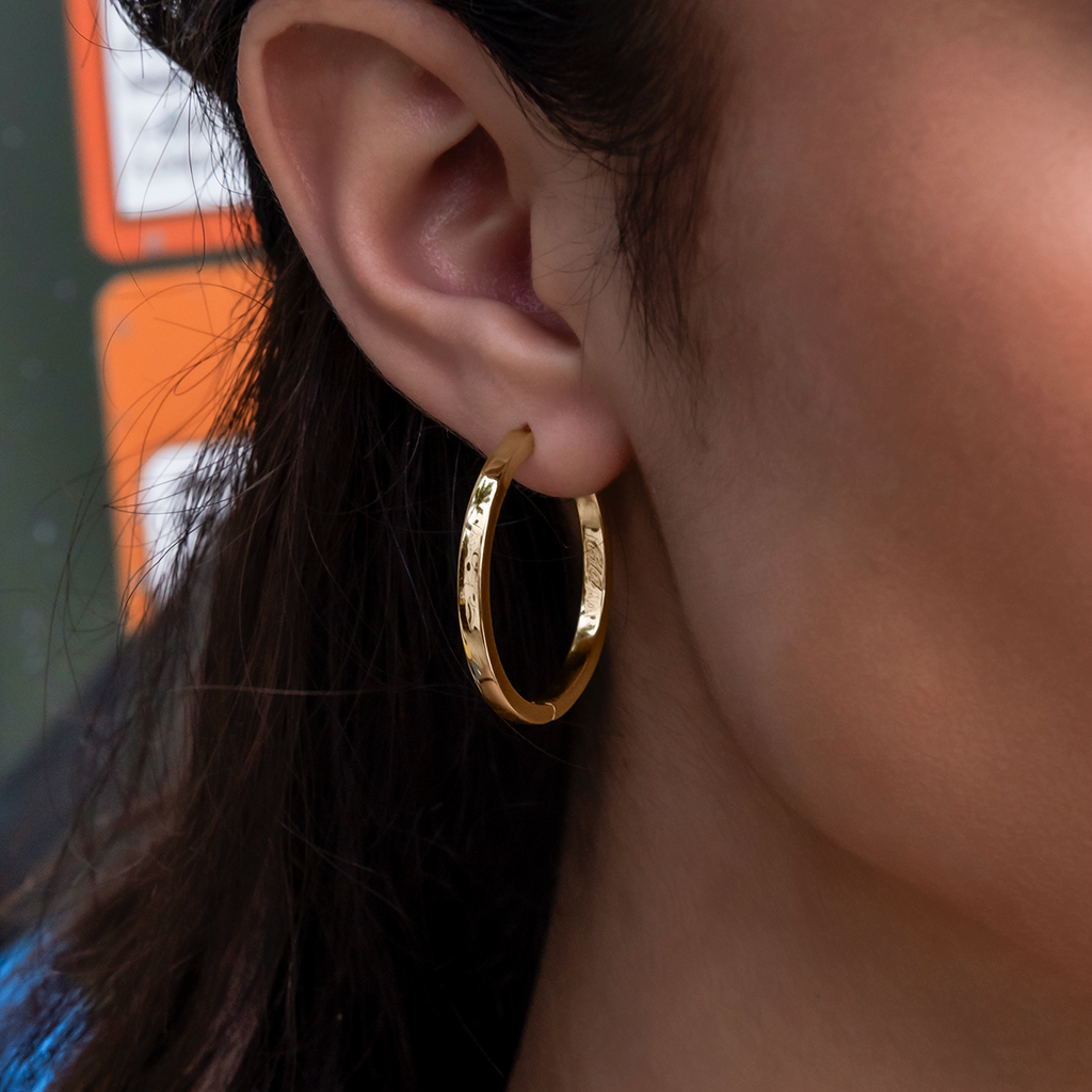 Boucles d’oreilles 8Shine — Polished Round Hoop en Or Jaune