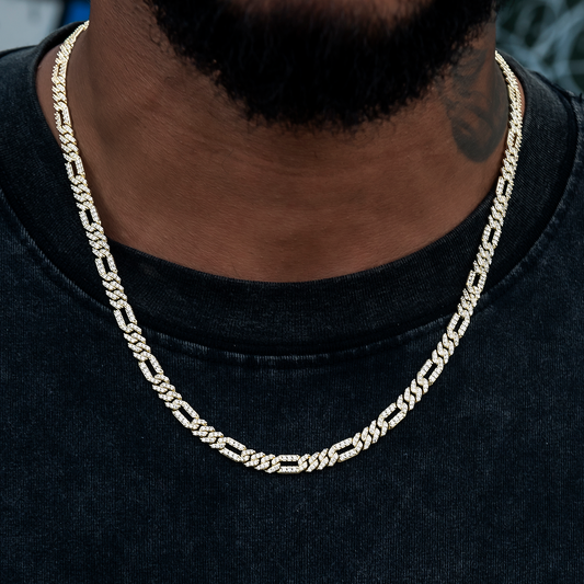 Chaîne 8Shine Figaro Diamantée en Or Jaune – 6mm