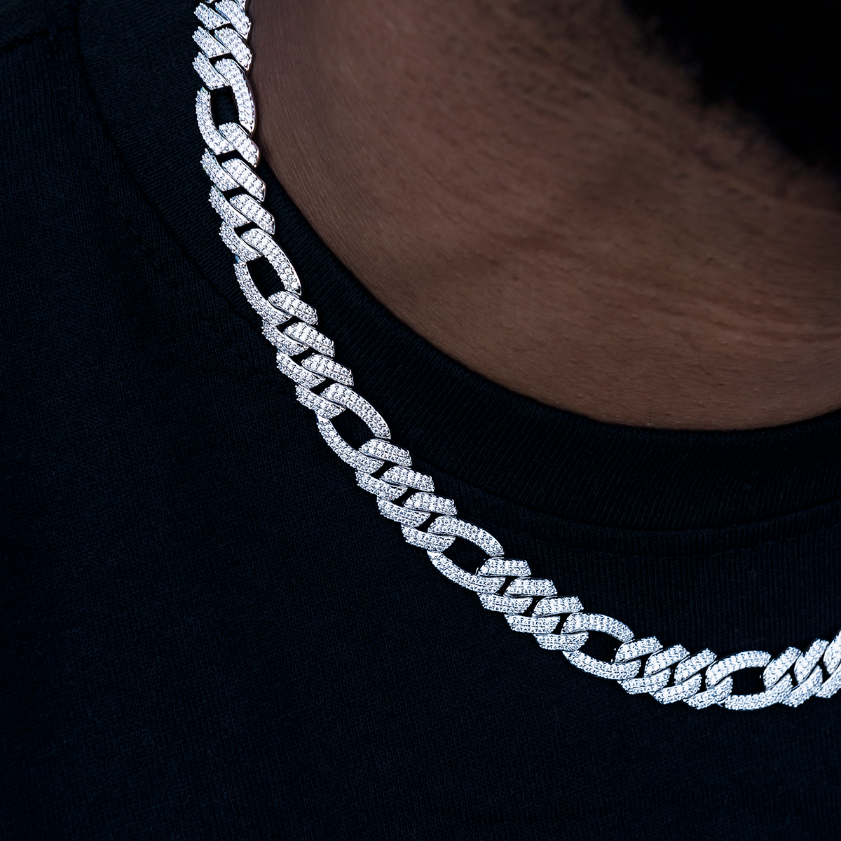 Chaîne 8Shine Figaro Diamond en Or Blanc – 10mm