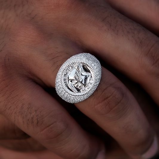 Bague 8Shine – Memento Mori Signet en Or Blanc Vermeil