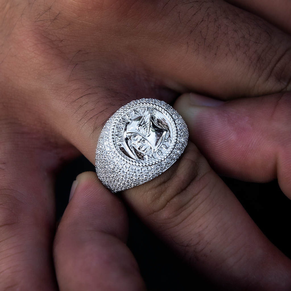 Bague 8Shine – Memento Mori Signet en Or Blanc Vermeil