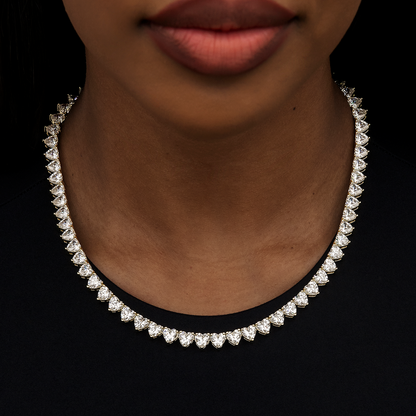 Collier 8Shine — Chaîne Tennis Cœur à Diamants en Or Jaune 6mm