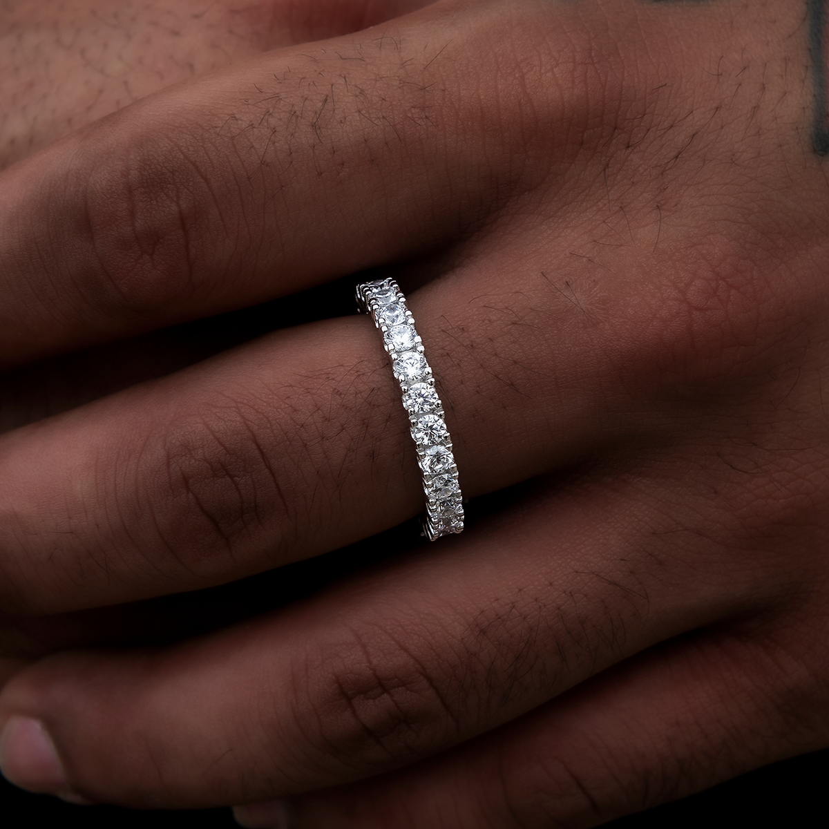 Bague 8Shine – Eternity Band 3mm en Or Blanc Vermeil