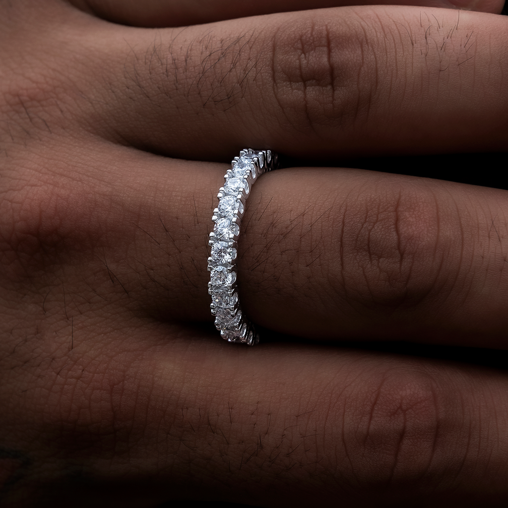 Bague 8Shine – Eternity Band 3mm en Or Blanc Vermeil