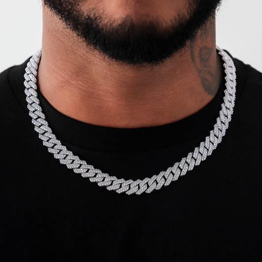 Chaîne 8Shine Diamond Prong Link Or blanc  – 12 mm