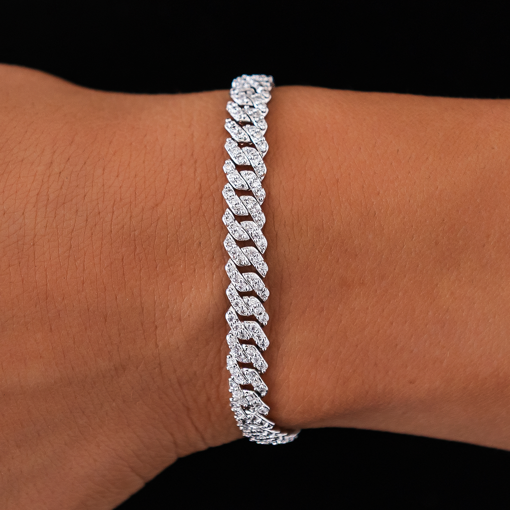Bracelet 8Shine — Cuban Micro Prong à Diamants en Or Blanc 6mm