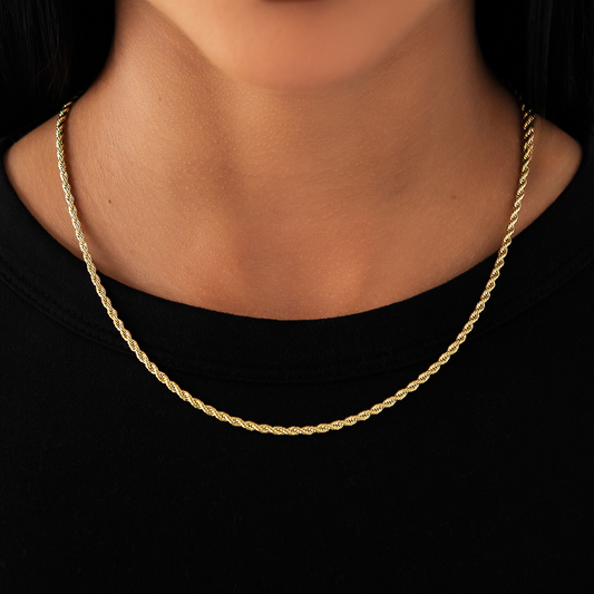 Collier 8Shine — Chaîne Rope en Or Jaune 2mm
