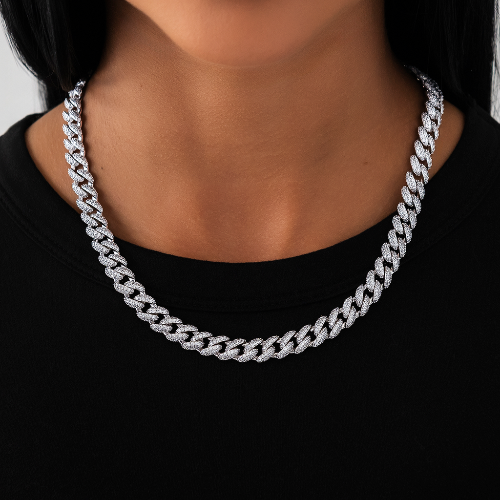 Collier 8Shine — Chaîne Cuban à Diamants en Or Blanc 8.5mm