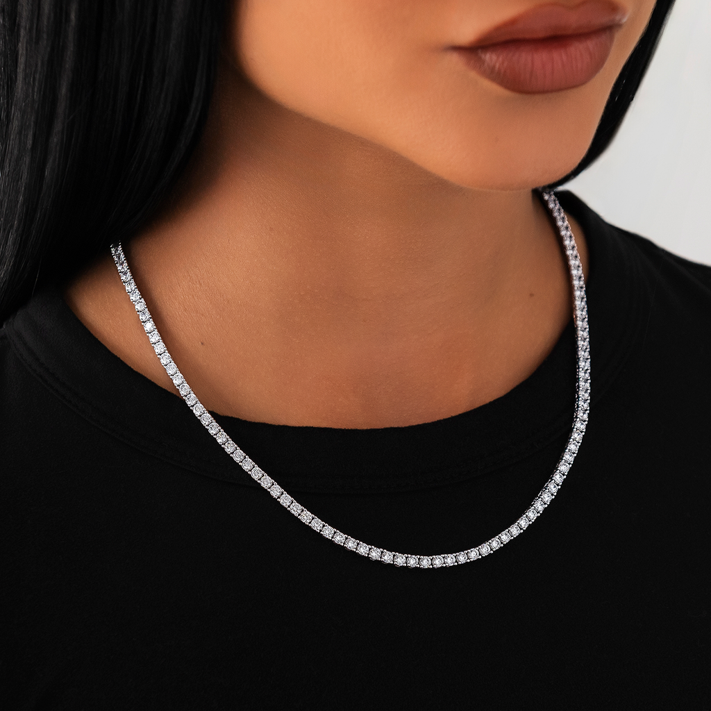 Collier 8Shine — Chaîne Tennis à Diamants en Or Blanc 3mm