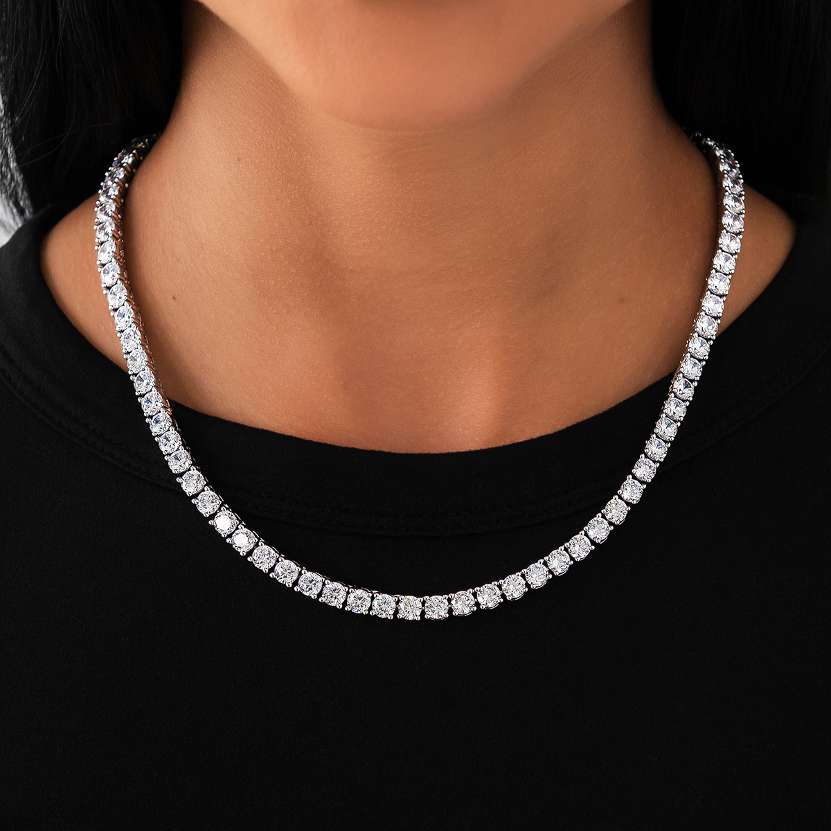 Collier 8Shine — Chaîne Tennis à Diamants en Or Blanc 5mm