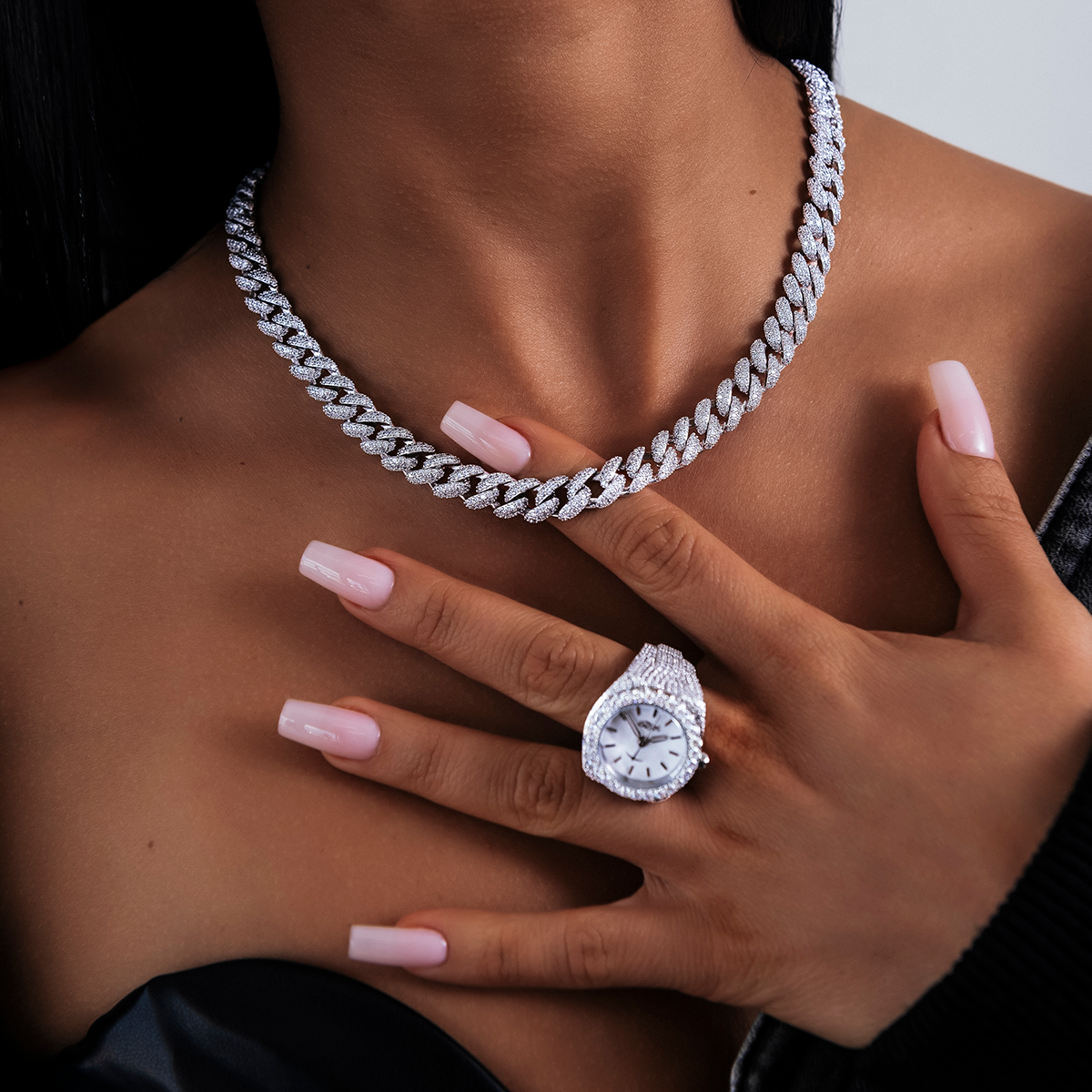 Collier 8Shine — Chaîne Cuban à Diamants en Or Blanc 8.5mm