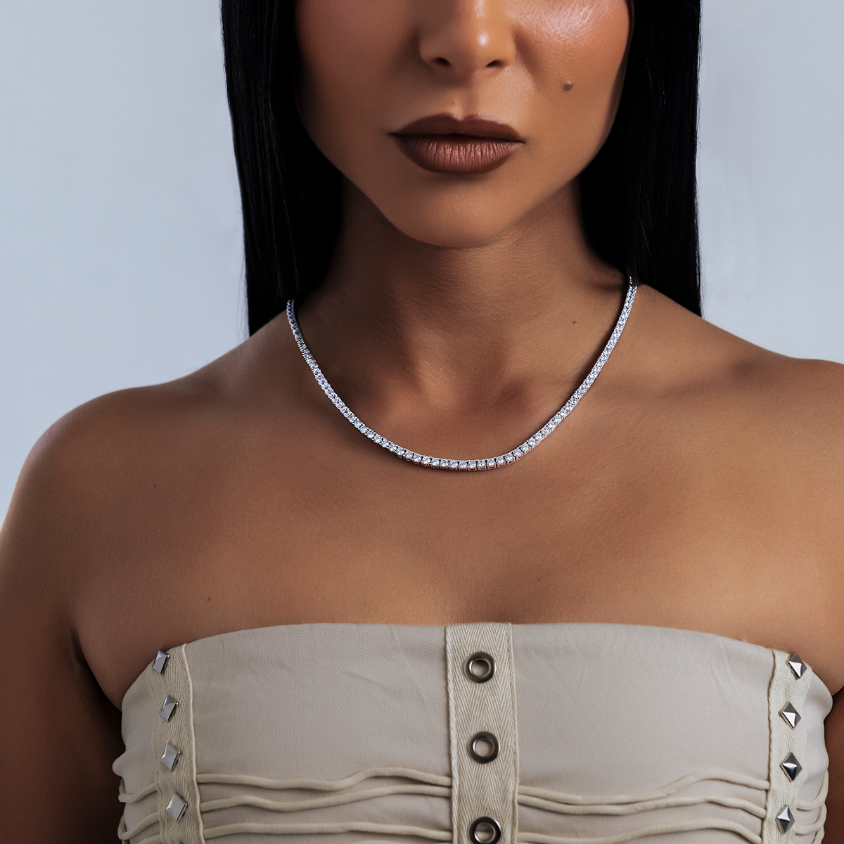 Collier 8Shine — Chaîne Tennis à Diamants en Or Blanc 3mm