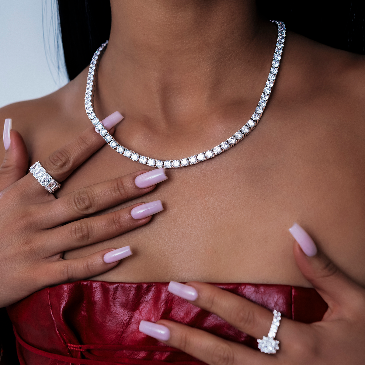 Collier 8Shine — Chaîne Tennis à Diamants en Or Blanc 5mm