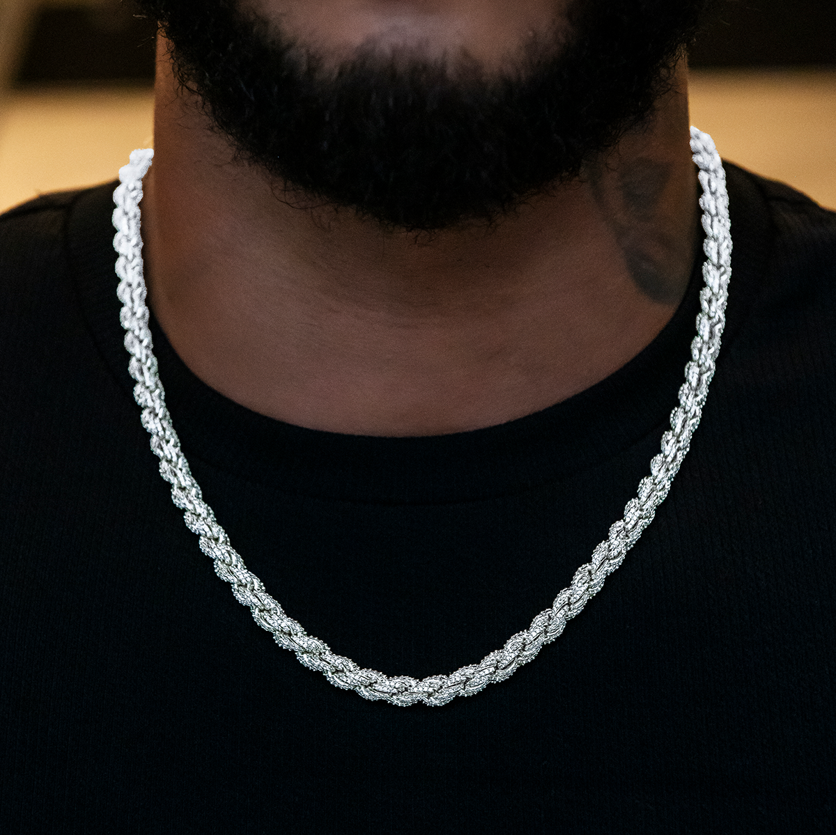 Chaîne 8Shine Rope Diamond en Or Blanc – 8mm