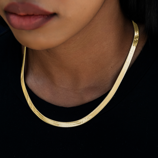 Collier 8Shine — Chaîne Herringbone en Or Jaune 8mm