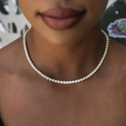 Collier 8Shine — Chaîne Mini Cluster Tennis Givrée en Or Jaune