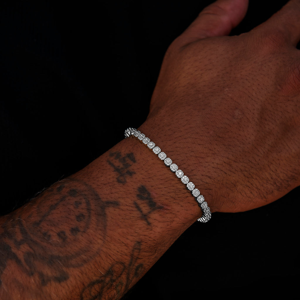 Bracelet Tennis Mini Clustered Iced 8Shine Or Blanc