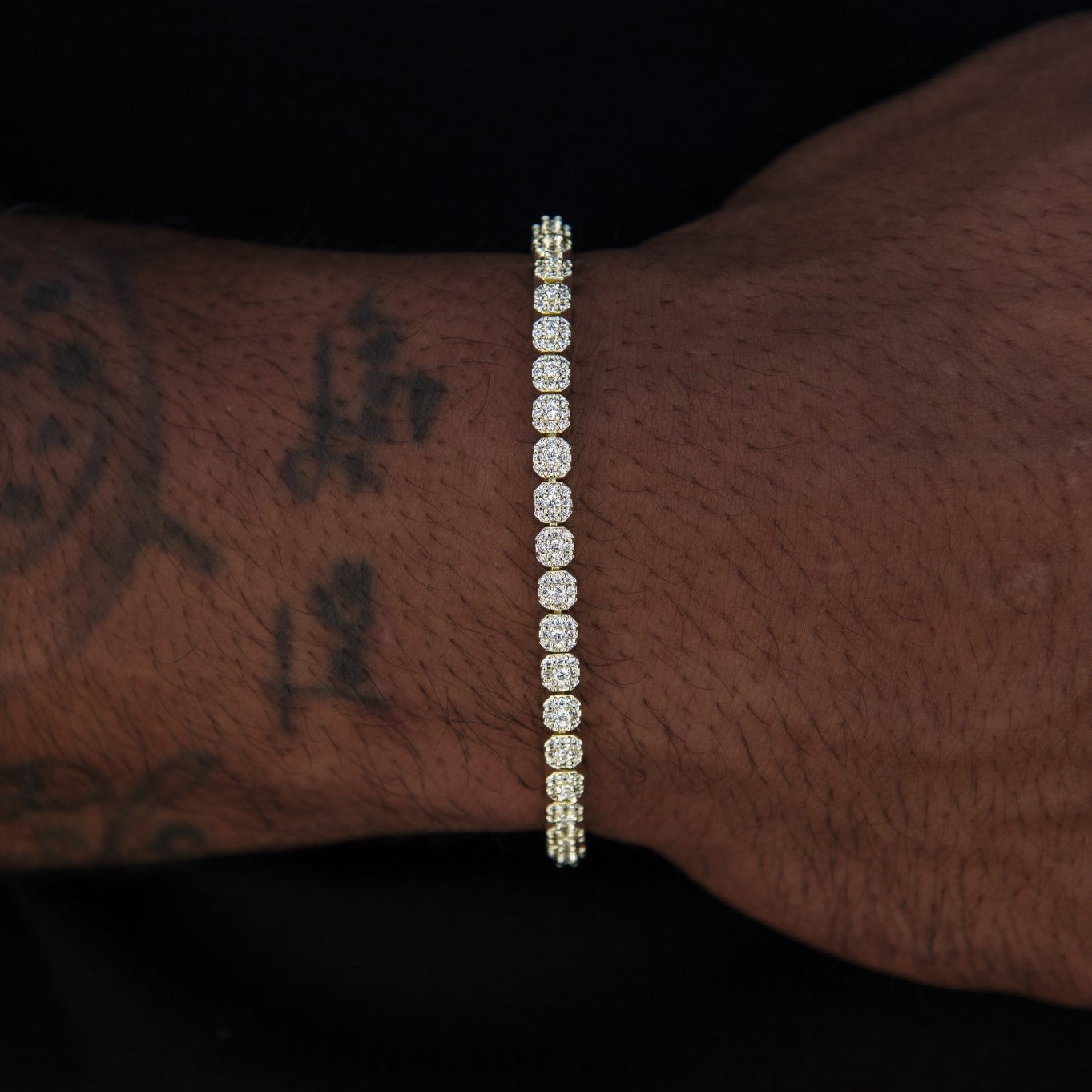 Bracelet Tennis Mini Clustered 8Shine Or Jaune