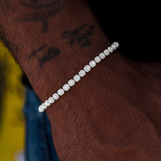 Bracelet Tennis Mini Clustered Iced 8Shine Or Blanc
