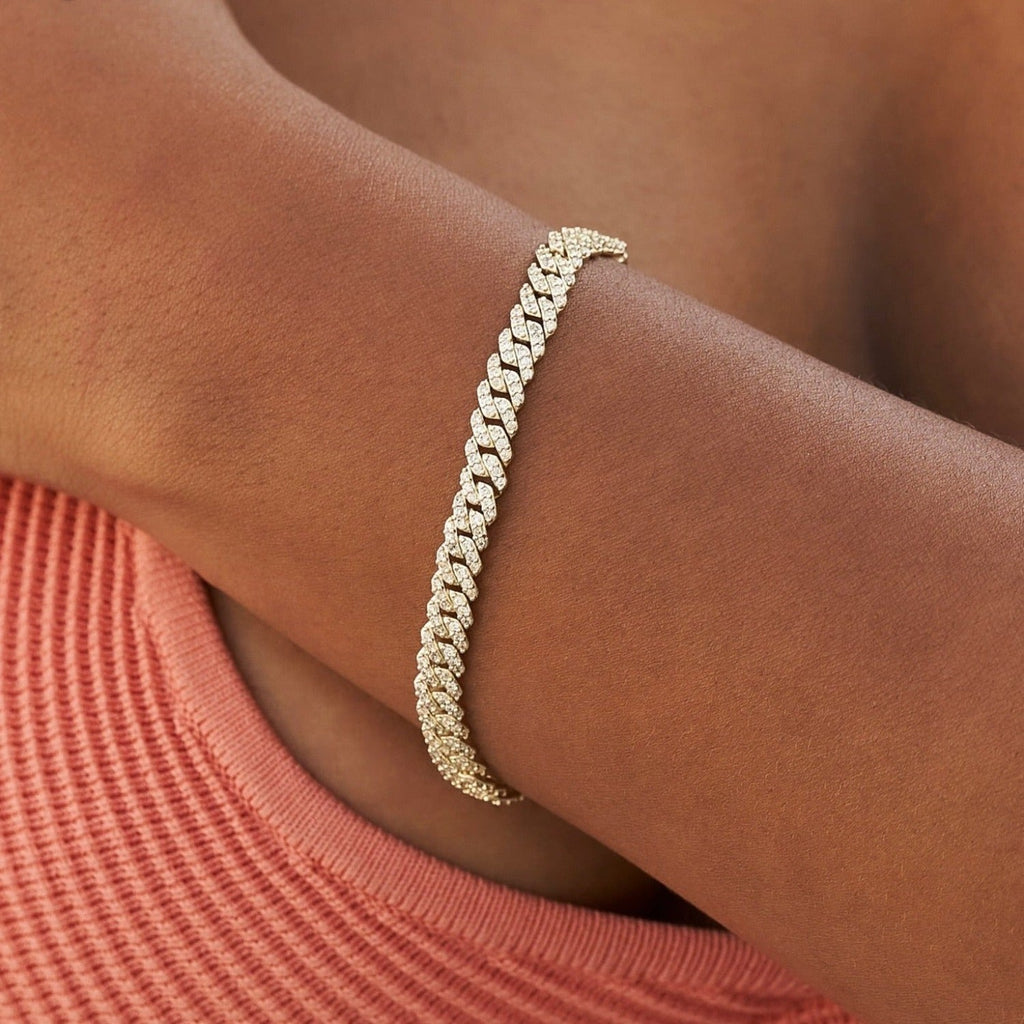 Bracelet 8Shine — Cuban Micro Prong à Diamants en Or Jaune 6mm