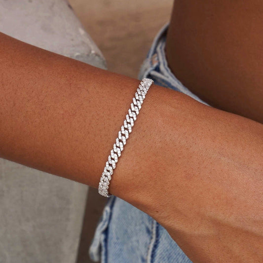 Bracelet 8Shine — Cuban Micro Prong à Diamants en Or Blanc 6mm