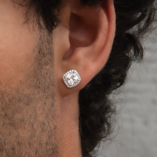 Boucles d’Oreilles 8Shine – Cushion Cut en Or Blanc