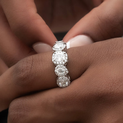 Bague 8Shine — Mixed Diamond Pavé en Or Blanc Vermeil