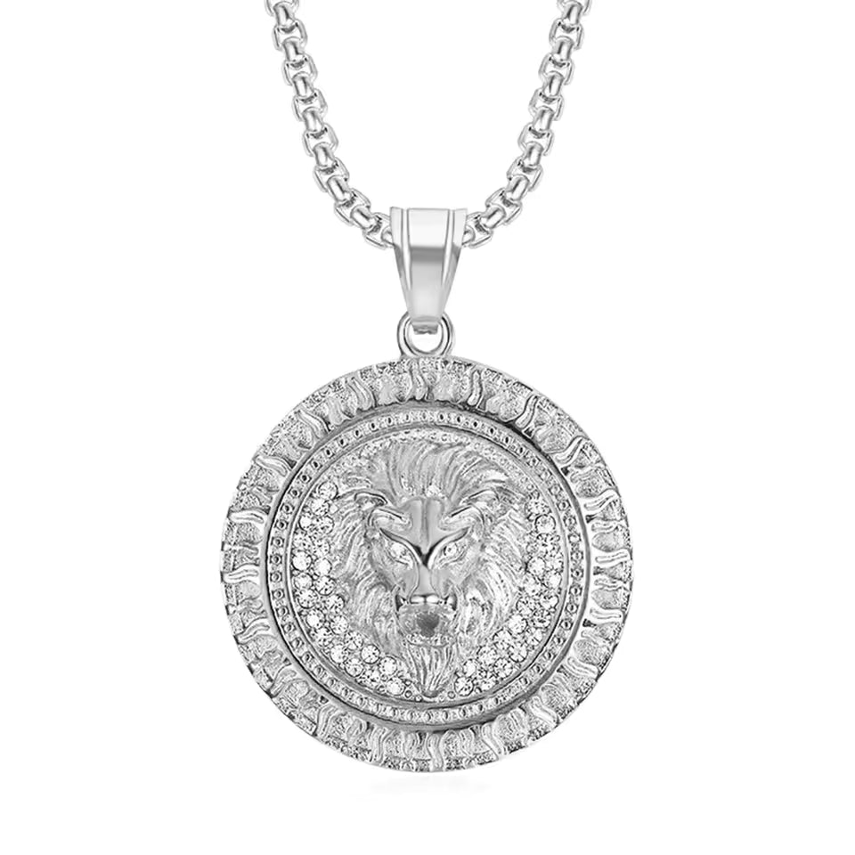 Pendentif 8Shine - Tête de Lion Plaqué en Argent