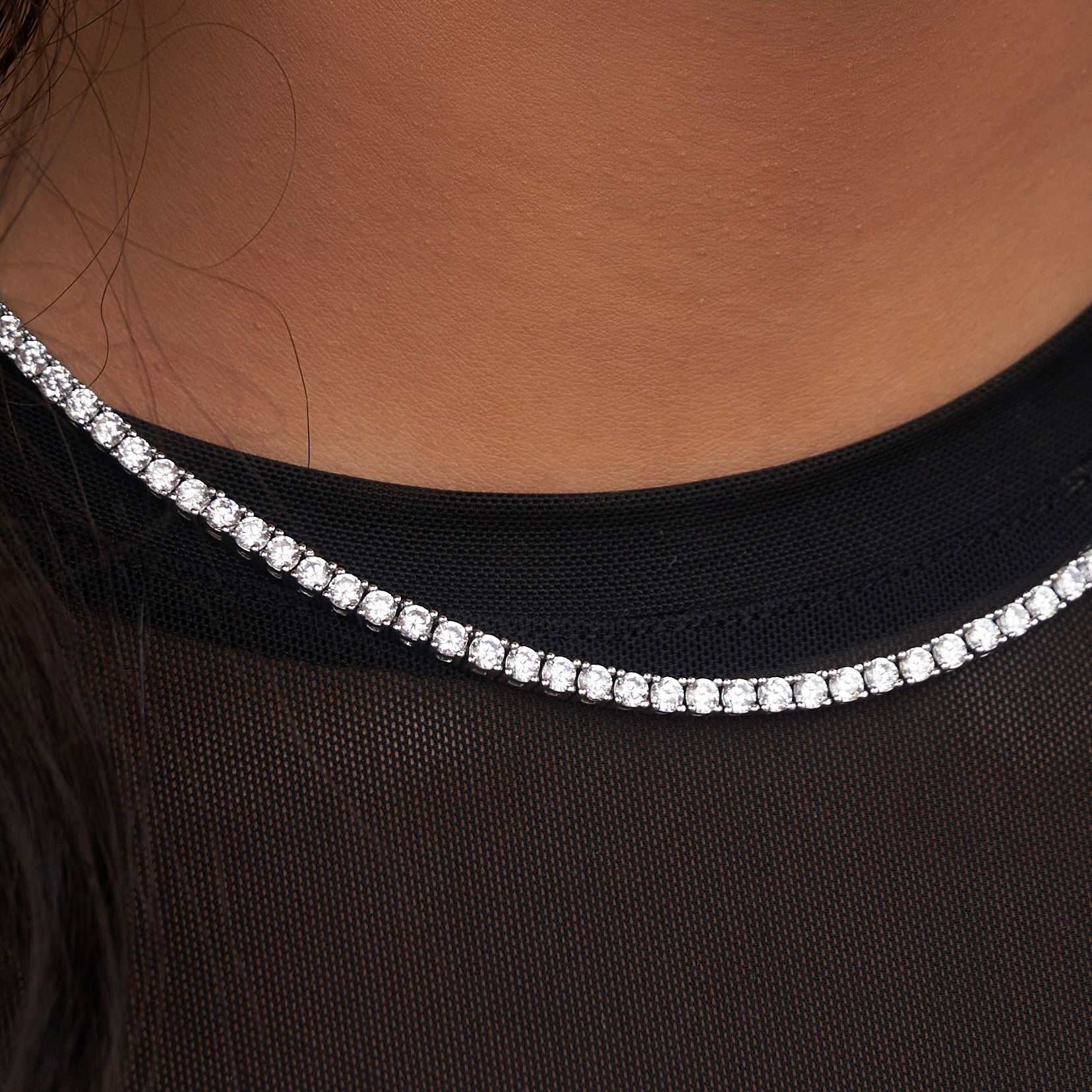 Collier 8Shine — Chaîne Tennis à Diamants en Or Blanc 3mm