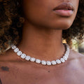 Collier 8Shine — Chaîne Cluster Tennis en Or Blanc 12mm