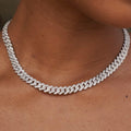 Collier 8Shine — Chaîne Cuban à Griffes Serties de Diamants en Or Blanc 8.5mm